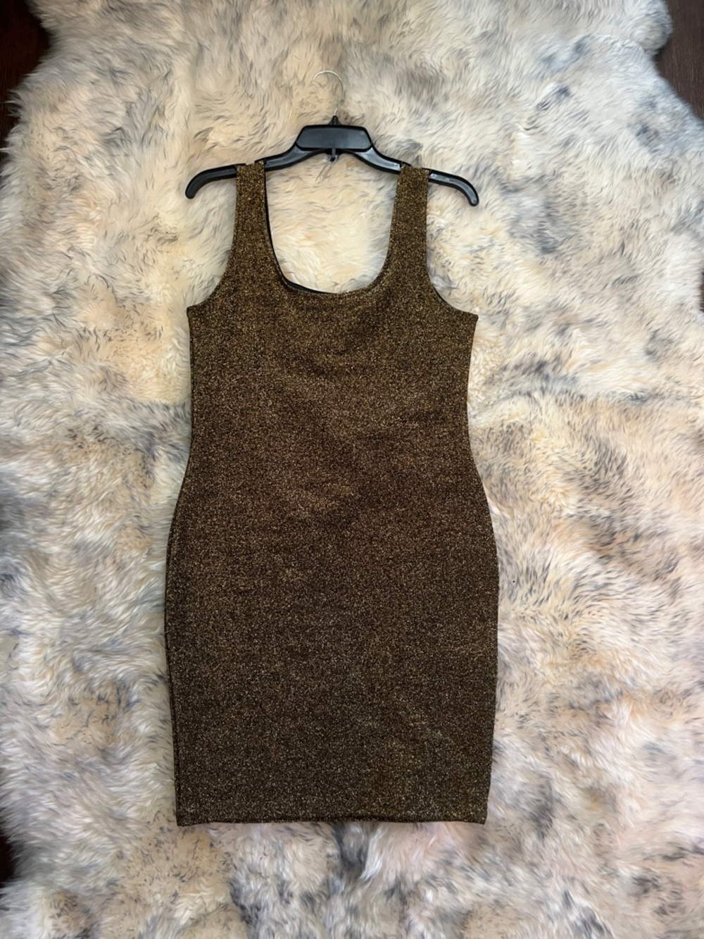 Gold Metallic Tank Bodycon Dress - Women's Sparkle Dress